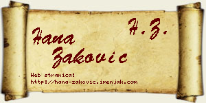 Hana Zaković vizit kartica